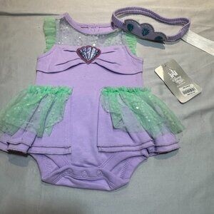Disney - NWT - Princess sleeveless one piece dress with tiara. 3-6 months
